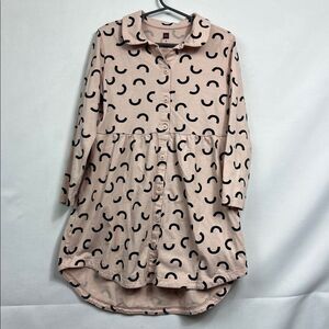 Tea Collection blush and black long sleeve high low shirt dress size 6